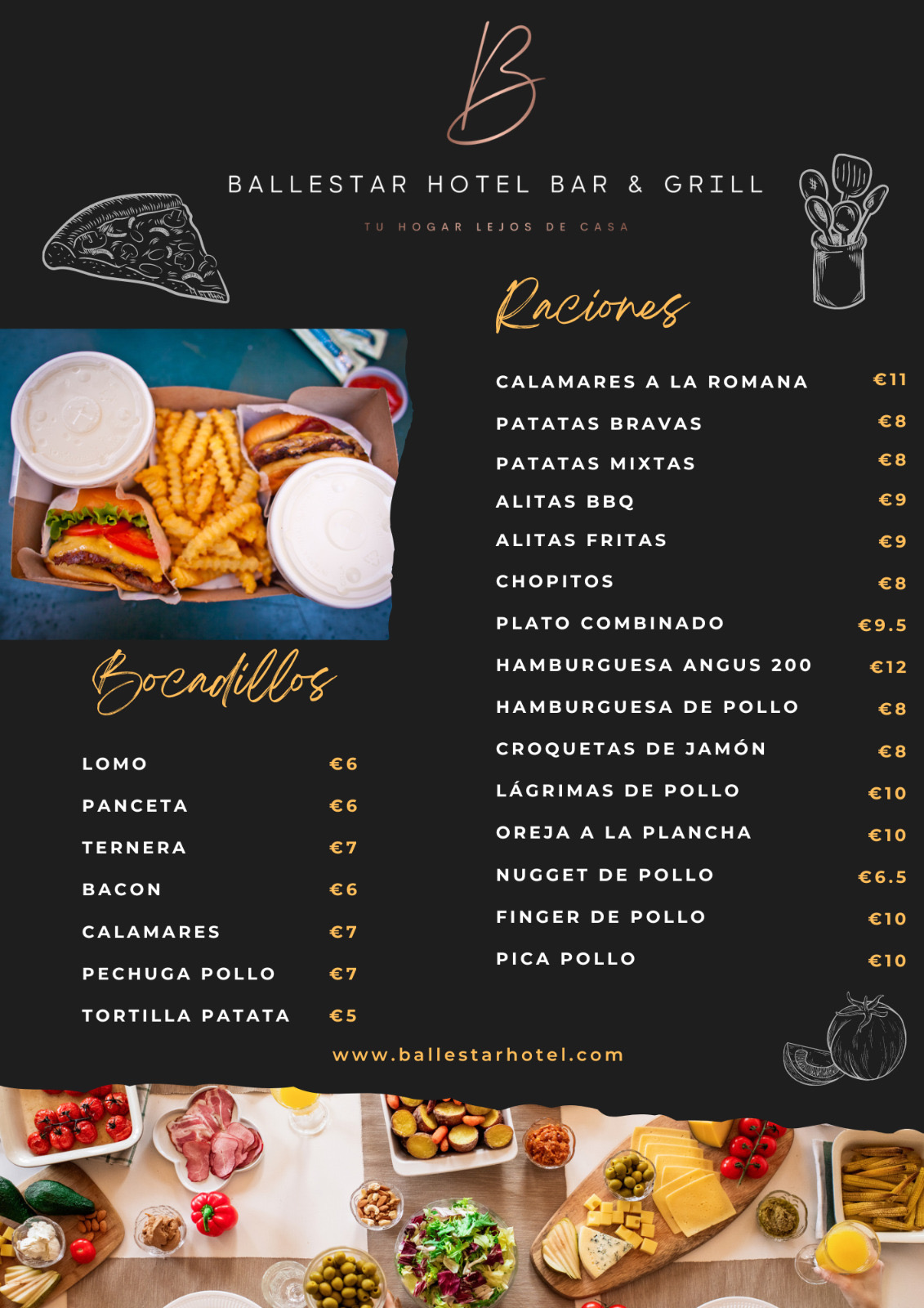 Carta de Ballestar Hotel Bar & Grill en barajas de Melo , Cuenca — página 1