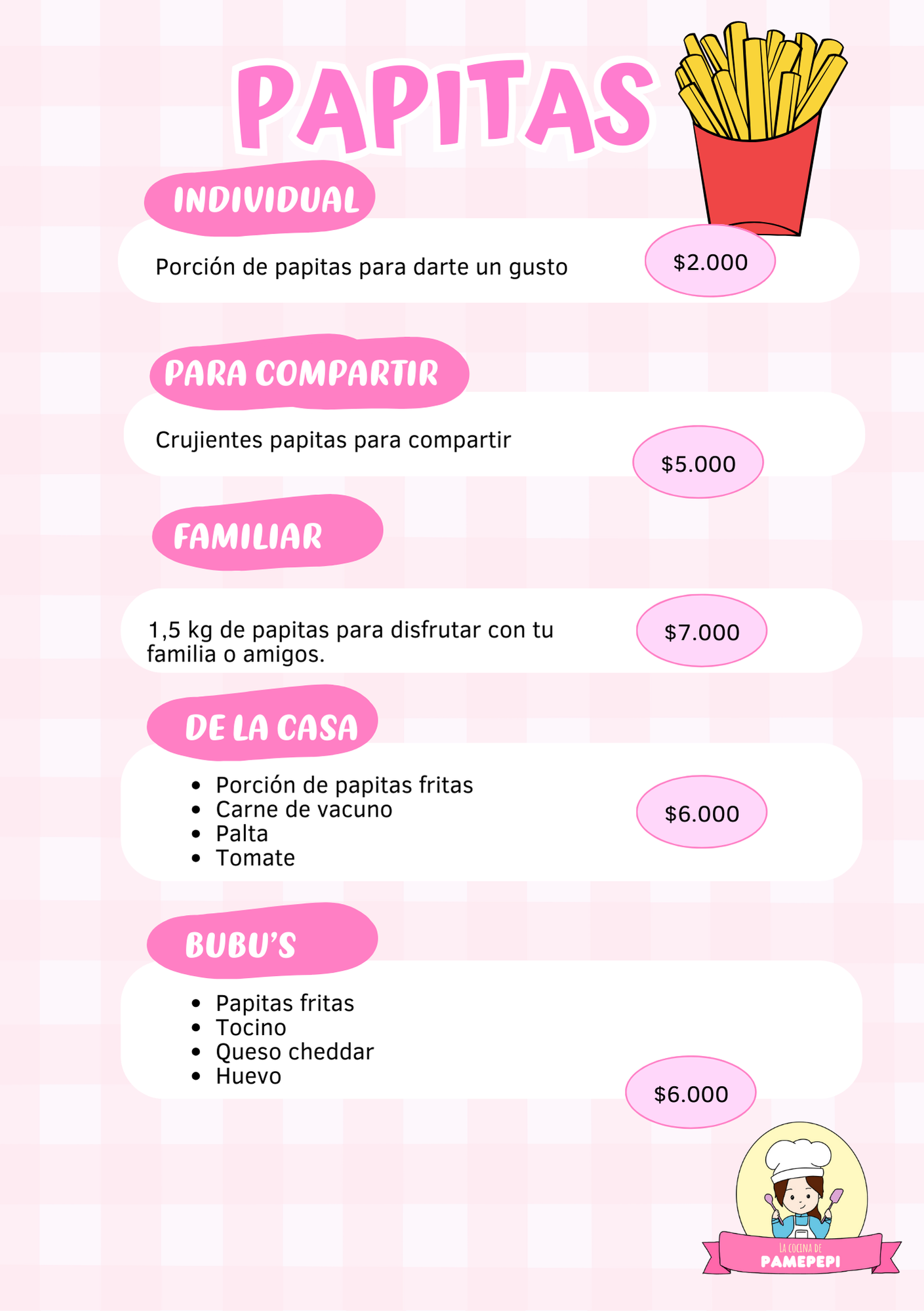 Carta de La Cocina de Pamepepi en Puerto Montt, Los Lagos — página 13
