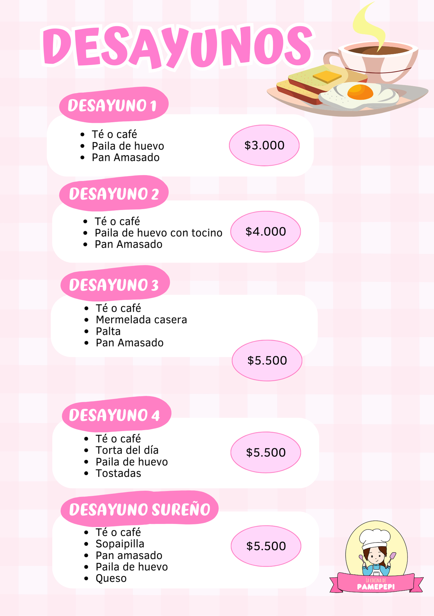 Carta de La Cocina de Pamepepi en Puerto Montt, Los Lagos — página 3