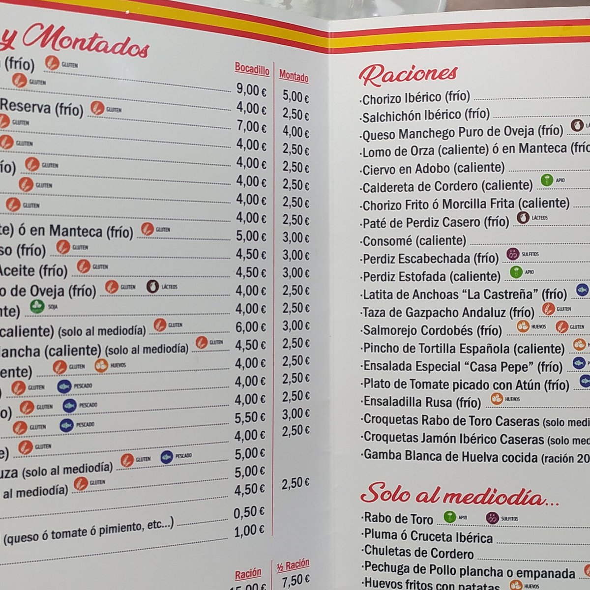 Carta de Casa Pepe Murcia en Villanueva de alcardete, Toledo — página 1