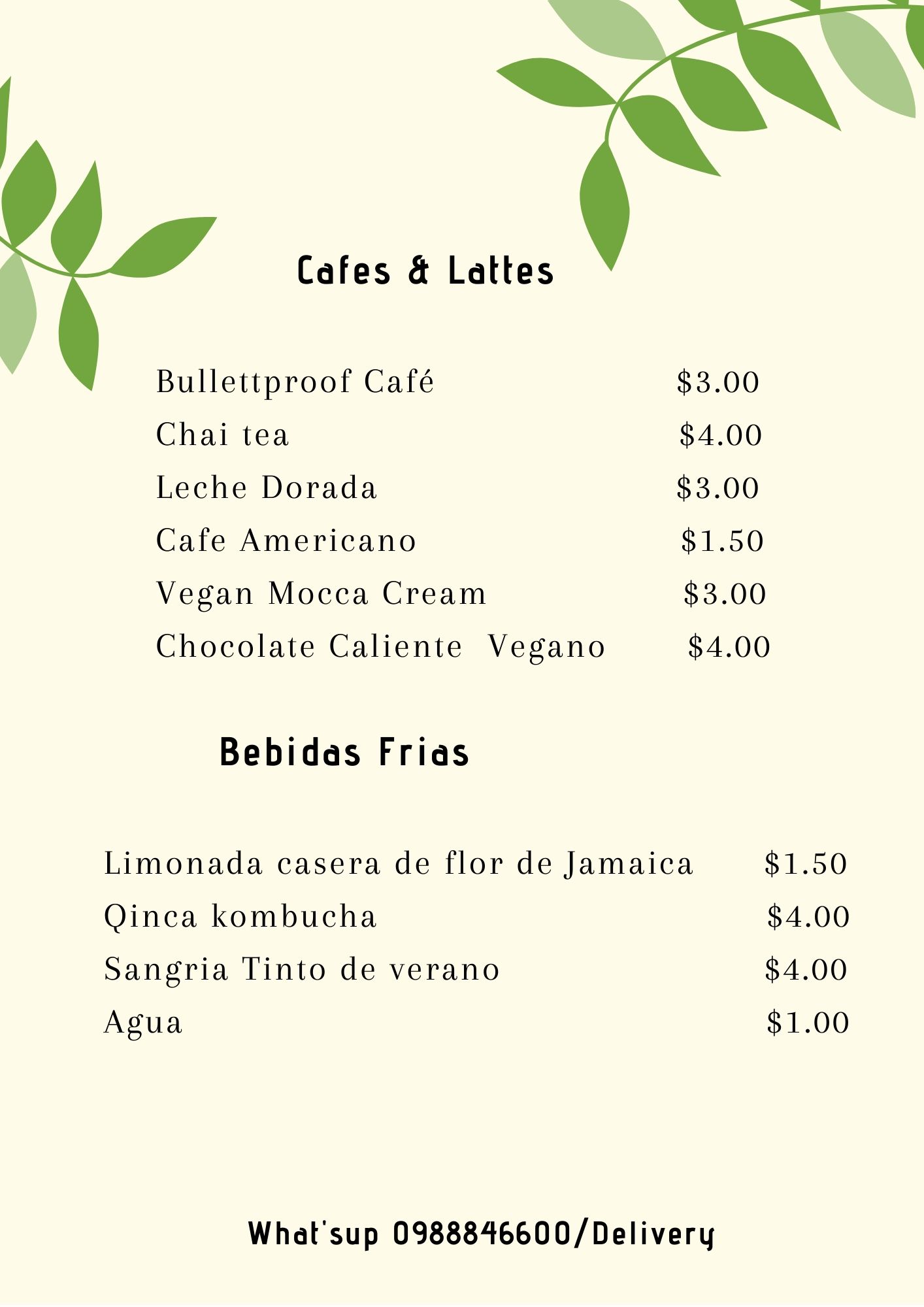 Carta de Veggie Lab Cafe  — página 3