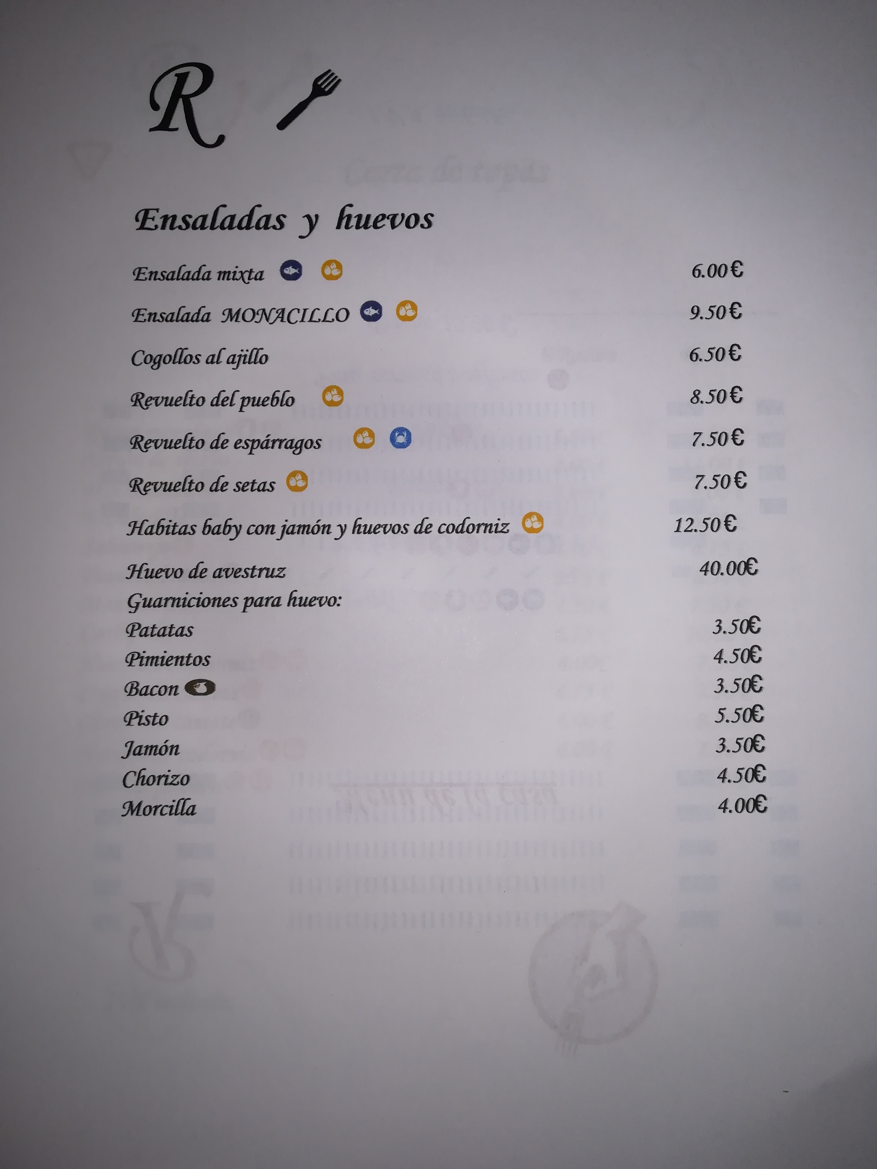 Carta de RESTAURANTE EL MONACILLO  — página 10