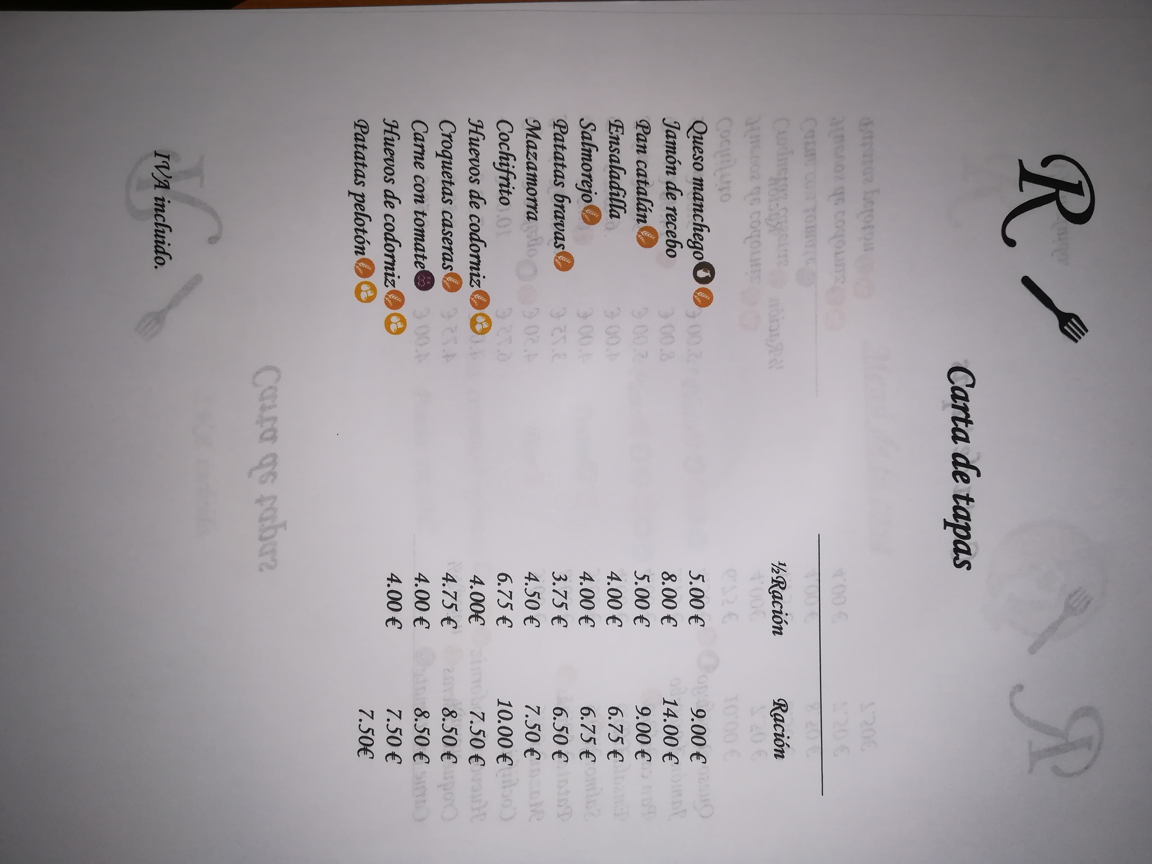Carta de RESTAURANTE EL MONACILLO  — página 9
