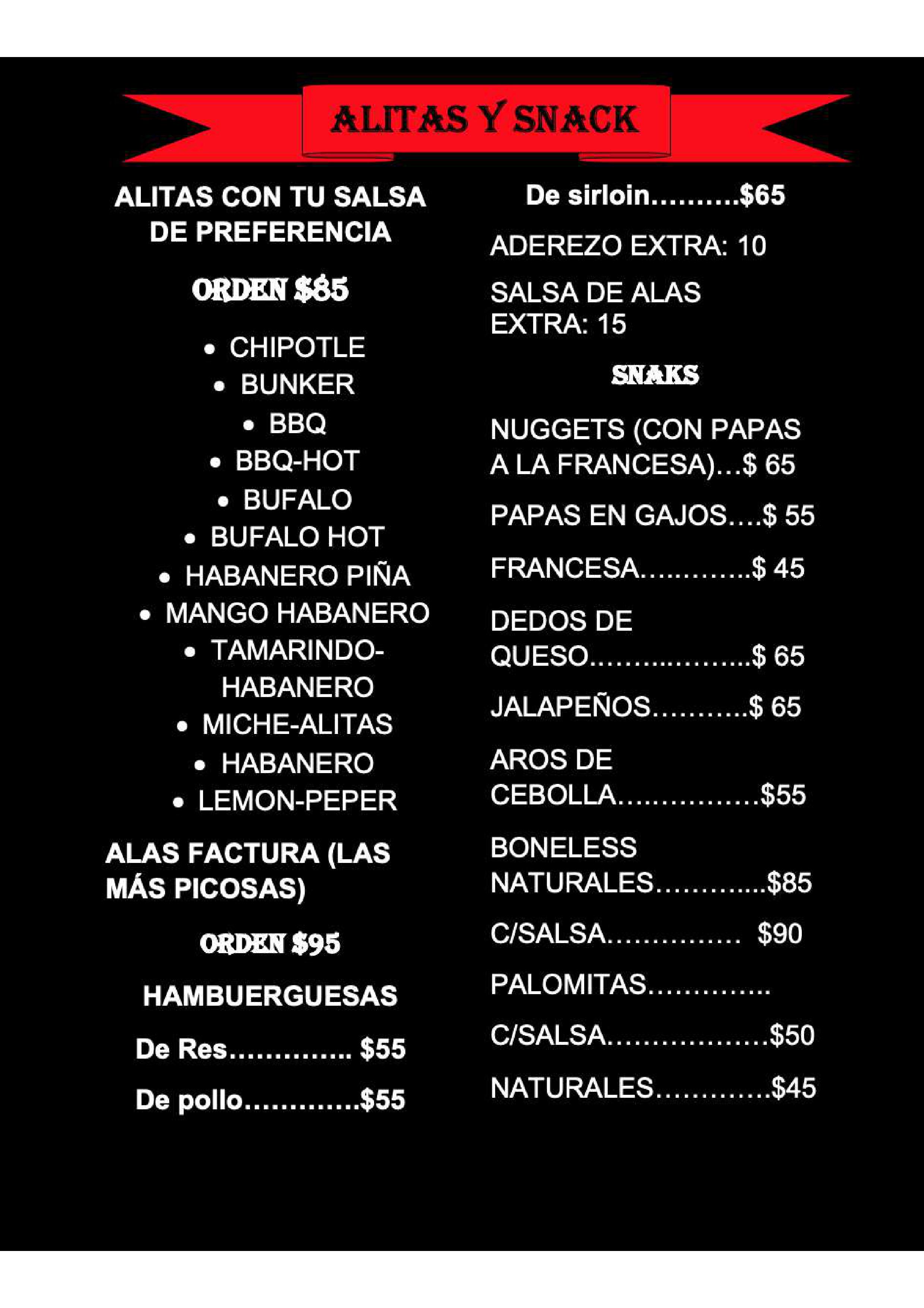 Carta de BUNKER SPORT-BAR — página 2
