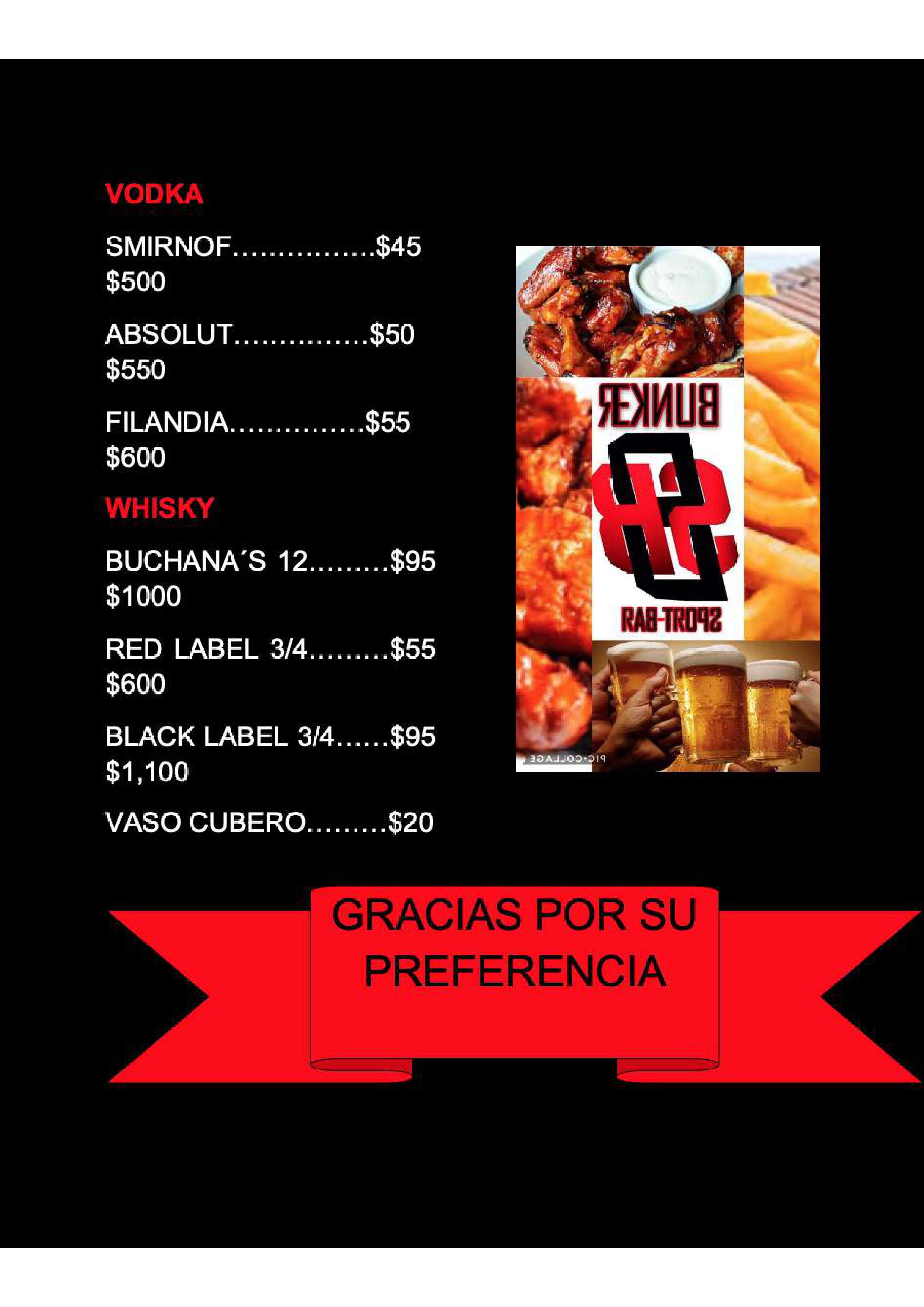 Carta de BUNKER SPORT-BAR — página 5