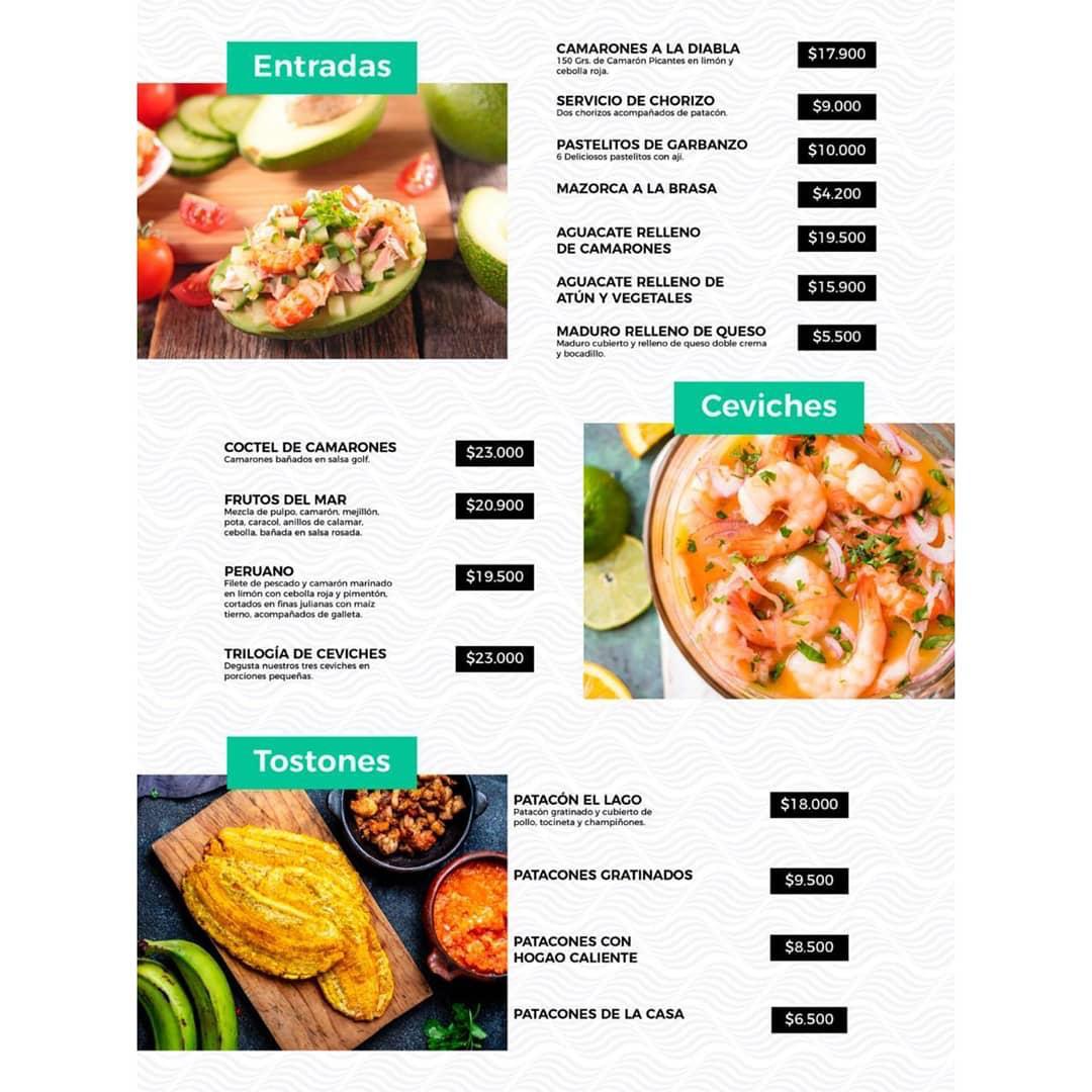 Carta de Restaurante el lago — página 1