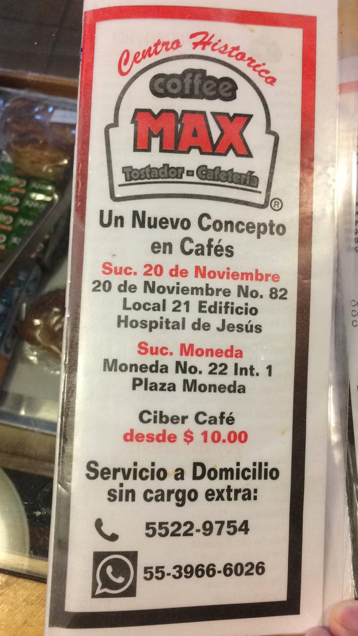Carta de COFFE MAX — página 1
