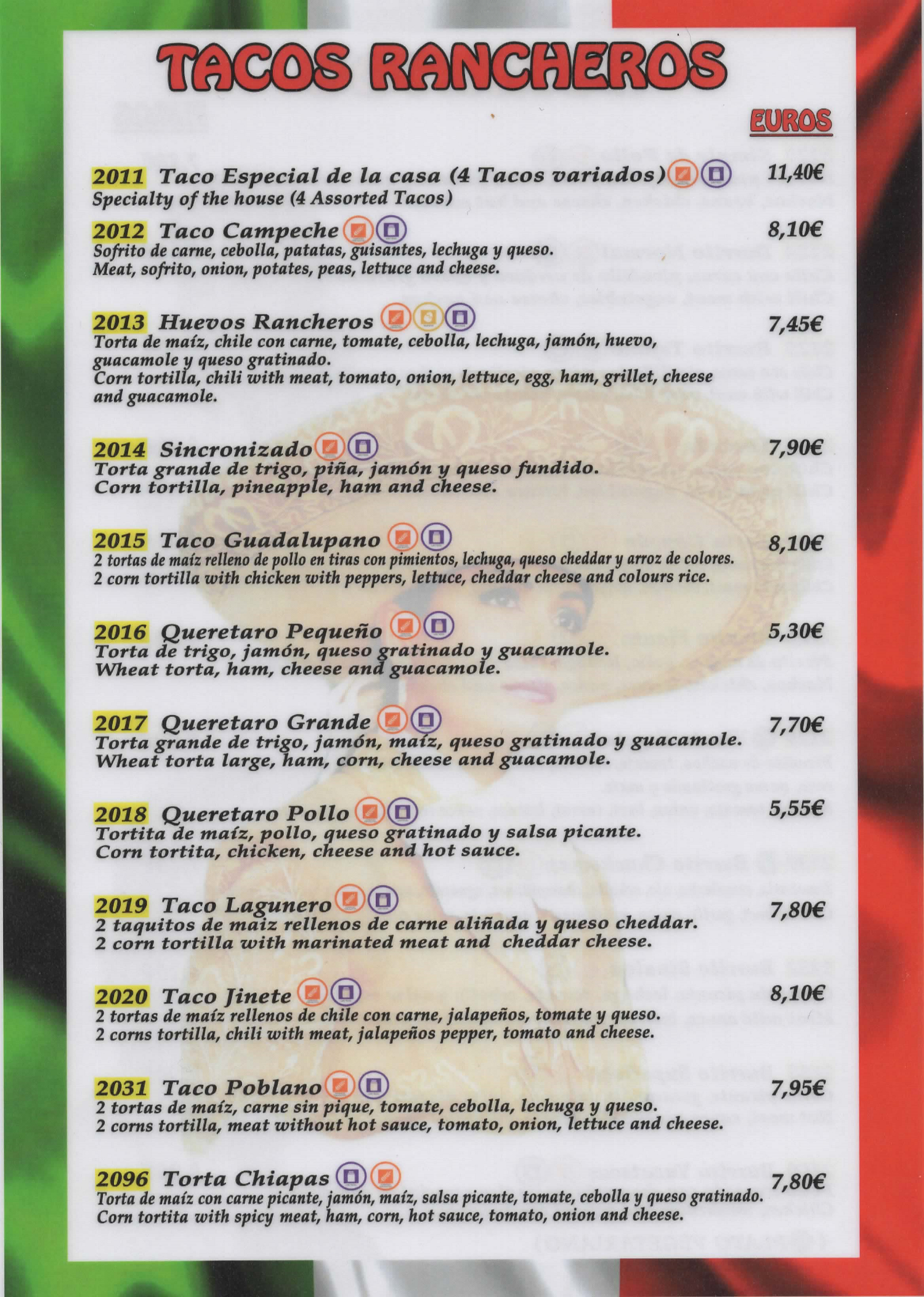 Carta de Cantina Canfinflas — página 10