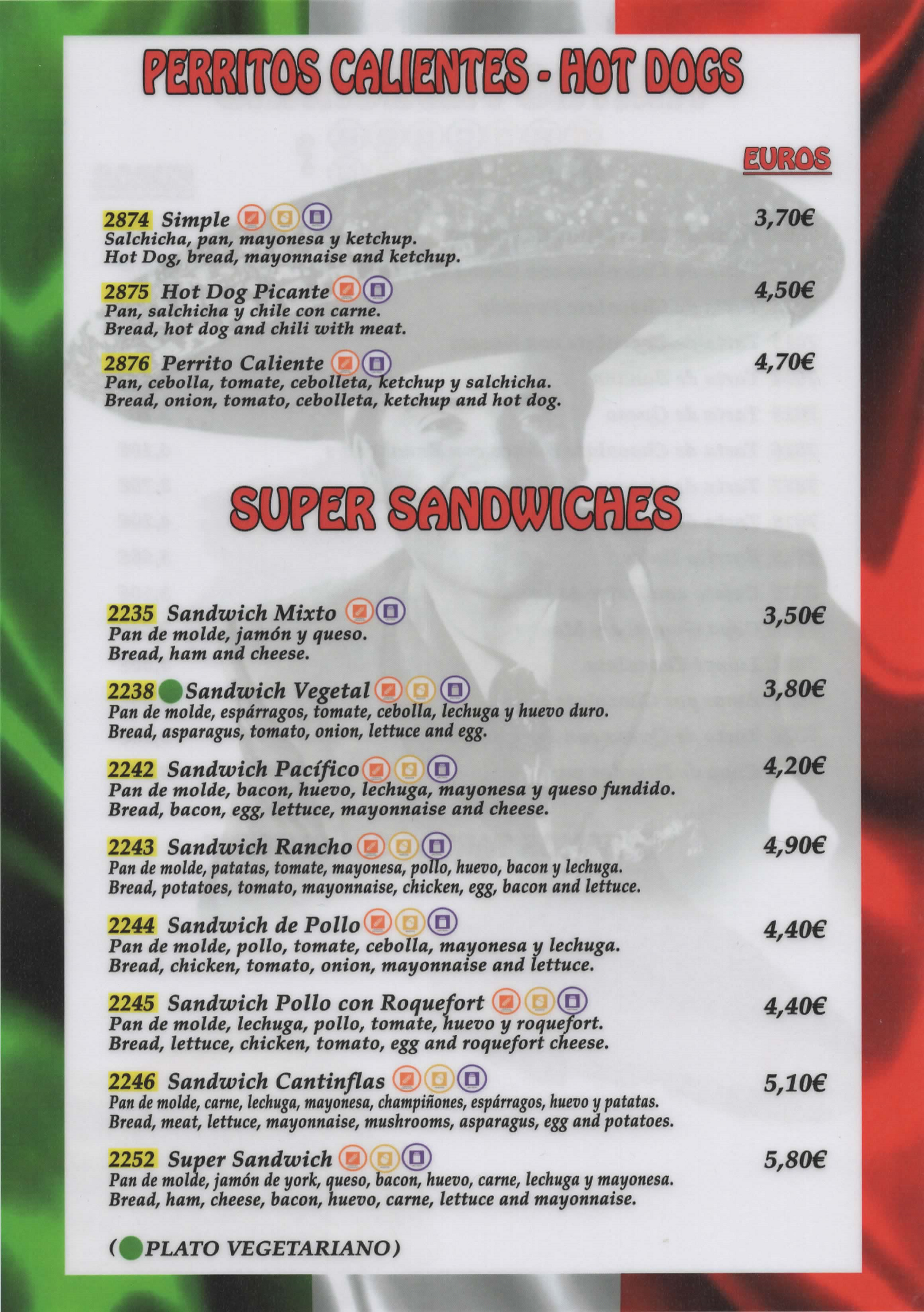 Carta de Cantina Canfinflas — página 13