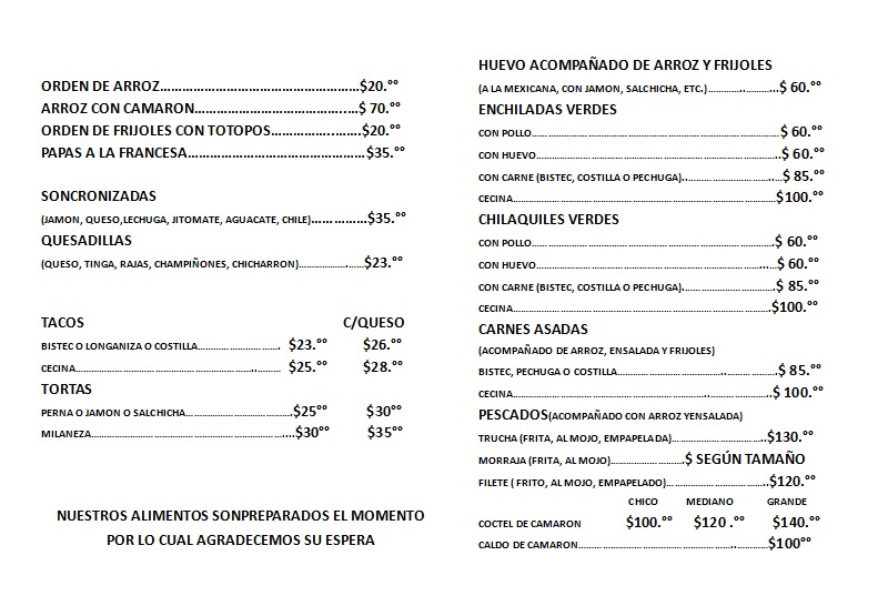Carta de Cabaña Don Beto — página 2