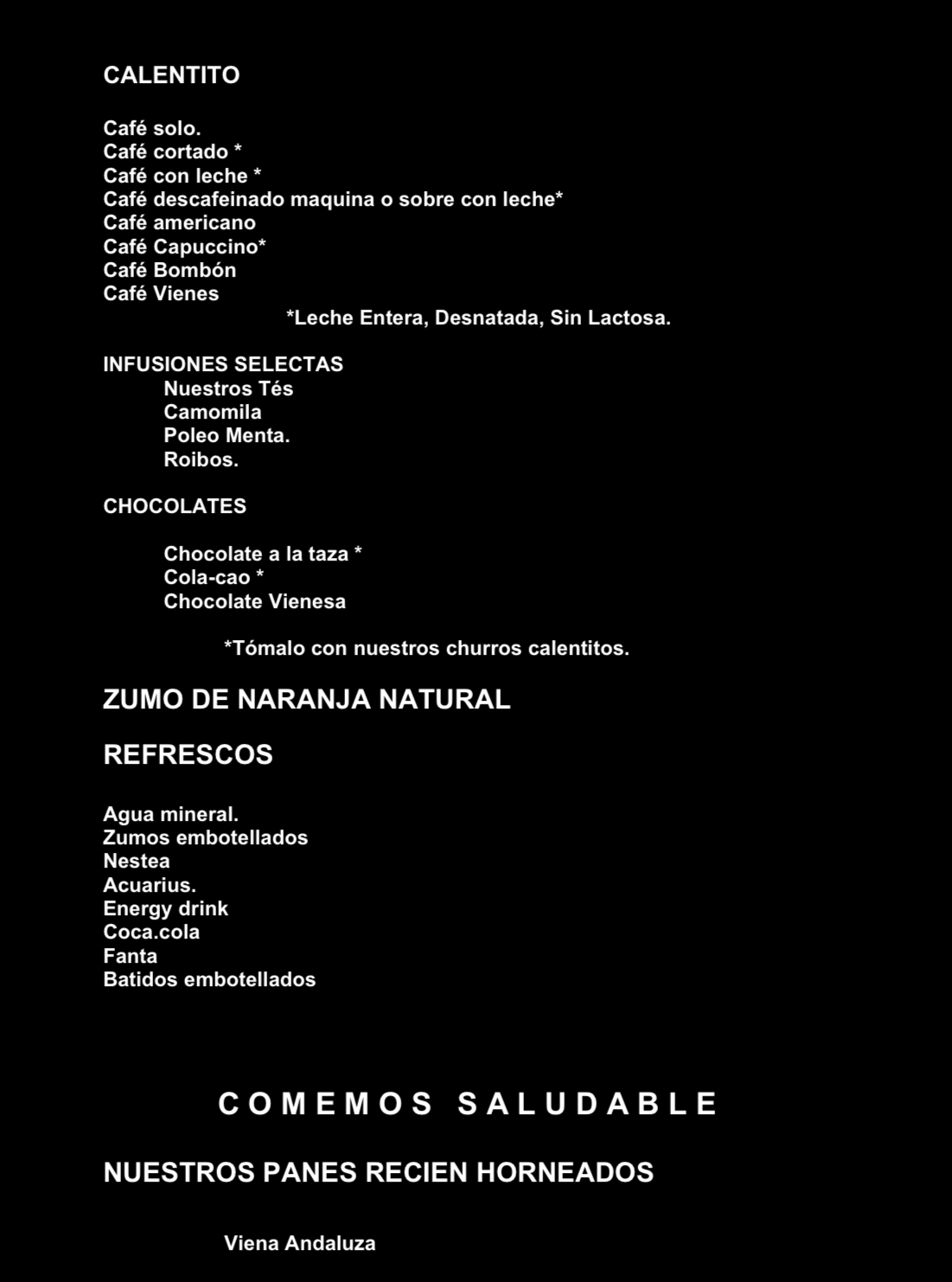 Carta de Cafetería IES Heliopolis  — página 2